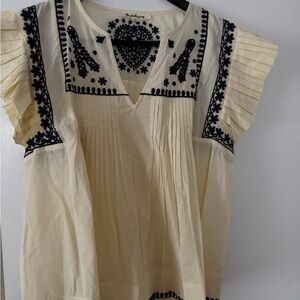 Solitaire Cream and Black Embroidered Blouse
